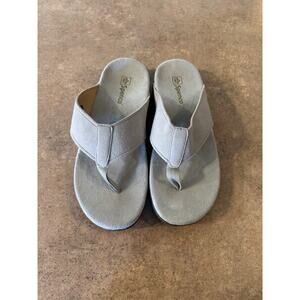 Spenco Women’s Hampton Gray Suede Orthotic Slip On Thong Sandals Size US 8